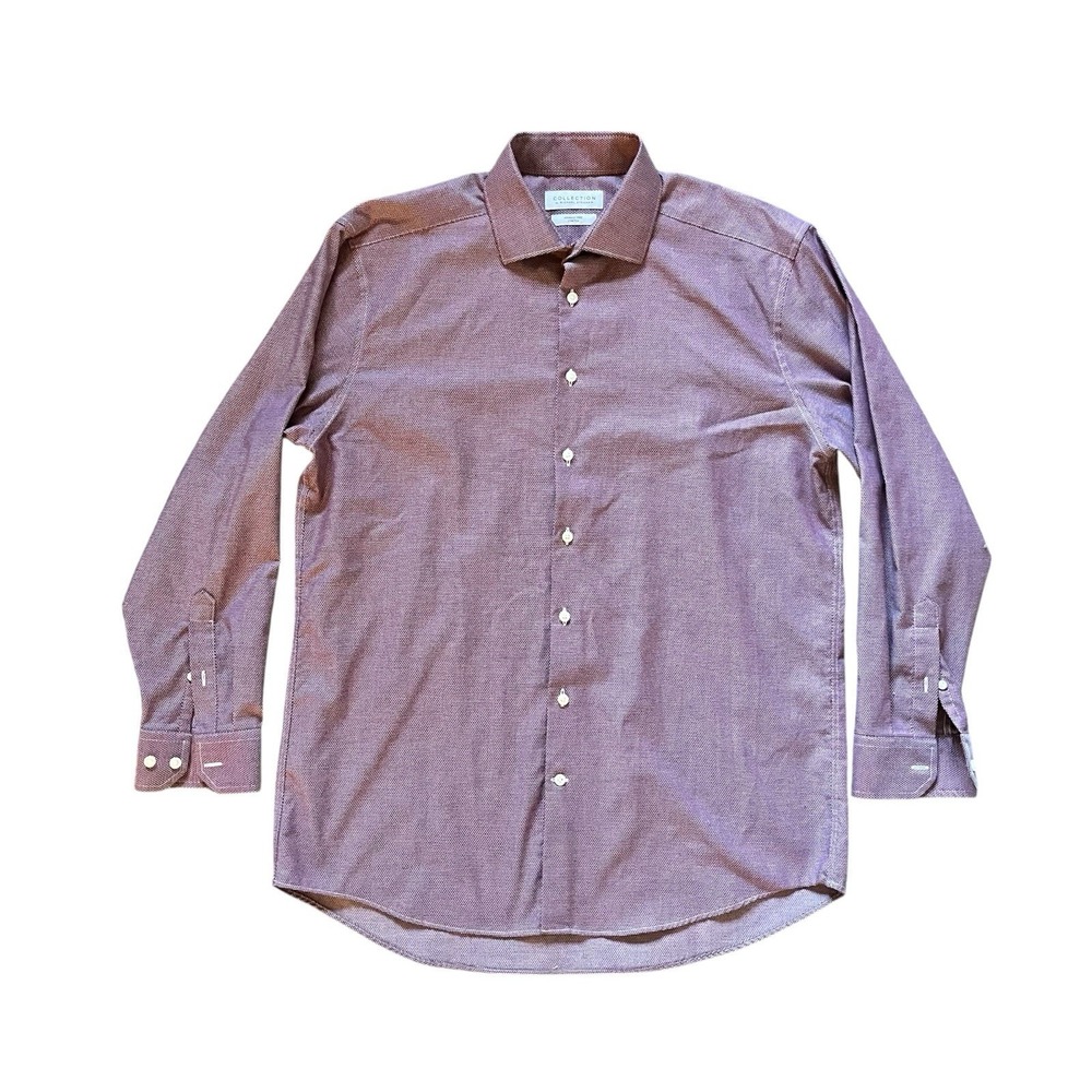 Collection Michael Strahan Mens 34/45, 17.5 Long Sleeve, Button Up Dress Shirt